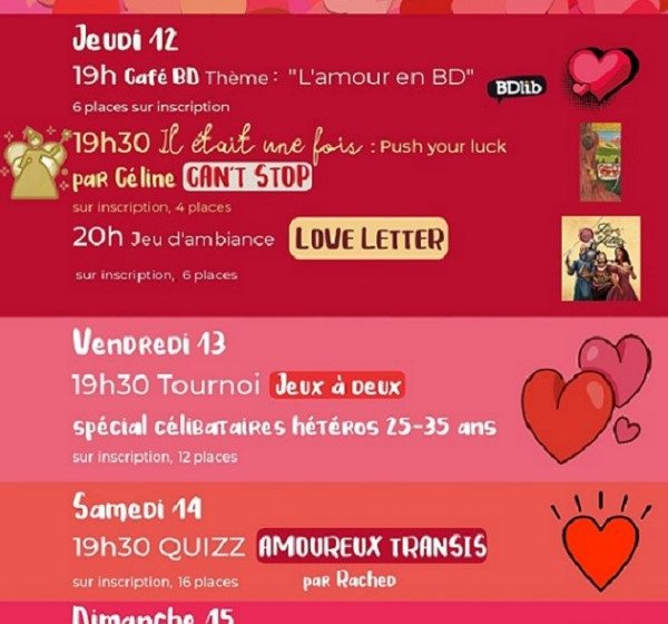 Saint-Valentin à l&rsquo;écume des jeux