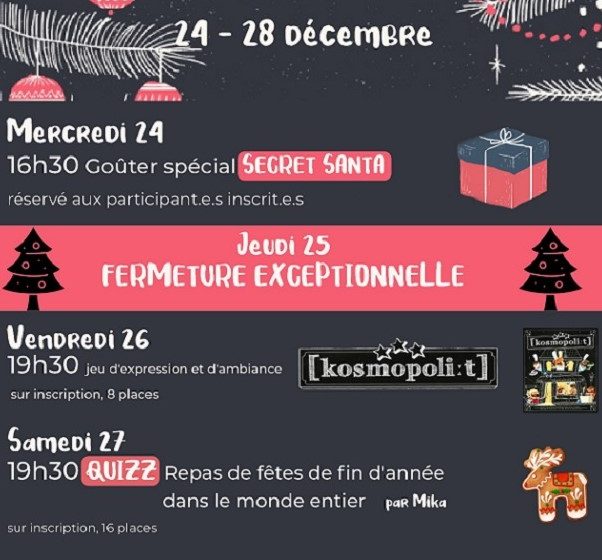 La fin d&rsquo;année à l&rsquo;Ecume des jeux