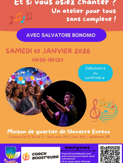 Atelier Chant : « Et si vous osiez chanter ? » avec Salvatore Bonomo